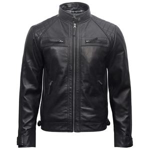 Personnalisé 100% Haute Qualité Hommes Peau De Mouton Toile Moto Veste En Cuir Hiver Chaud Coupe-Vent Respirant Uni Teint - Product Image 1