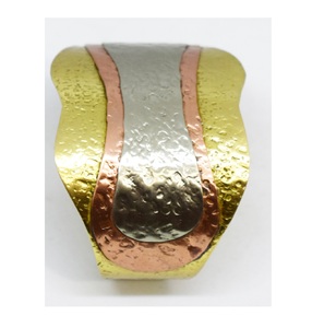 2024 Jewish Festivals Sabbath Jewelry Rectangle Shape Women mixed material brass Hammered Cuff for Ladies Weight 38 Grams - Product Image 5