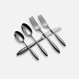 Ensemble de couverts en acier inoxydable au Design moderne, poignée ronde forgée à la main, comprenant une fourchette à dîner, une cuillère à thé - Product Image 1