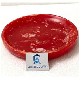 Assiettes à salade en résine époxy marbrée de conception européenne, couleur orange vif, pour la cuisine, les fêtes d'Halloween et les plateaux de service - Product Image 2