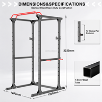 Rack de Squat Robuste avec Banc de Musculation Multifonctionnel et Fonctions de Traction et de Pression Thoracique
