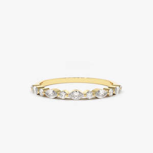 แหวนเพชรทรงมาร์คีส์และทรงกลมแบบแชร์ 0.25 กะรัต สี G ความสะอาด SI1 ทองคำแท้ 14K สำหรับผู้หญิง เกรดพรีเมียม - Product Image 2