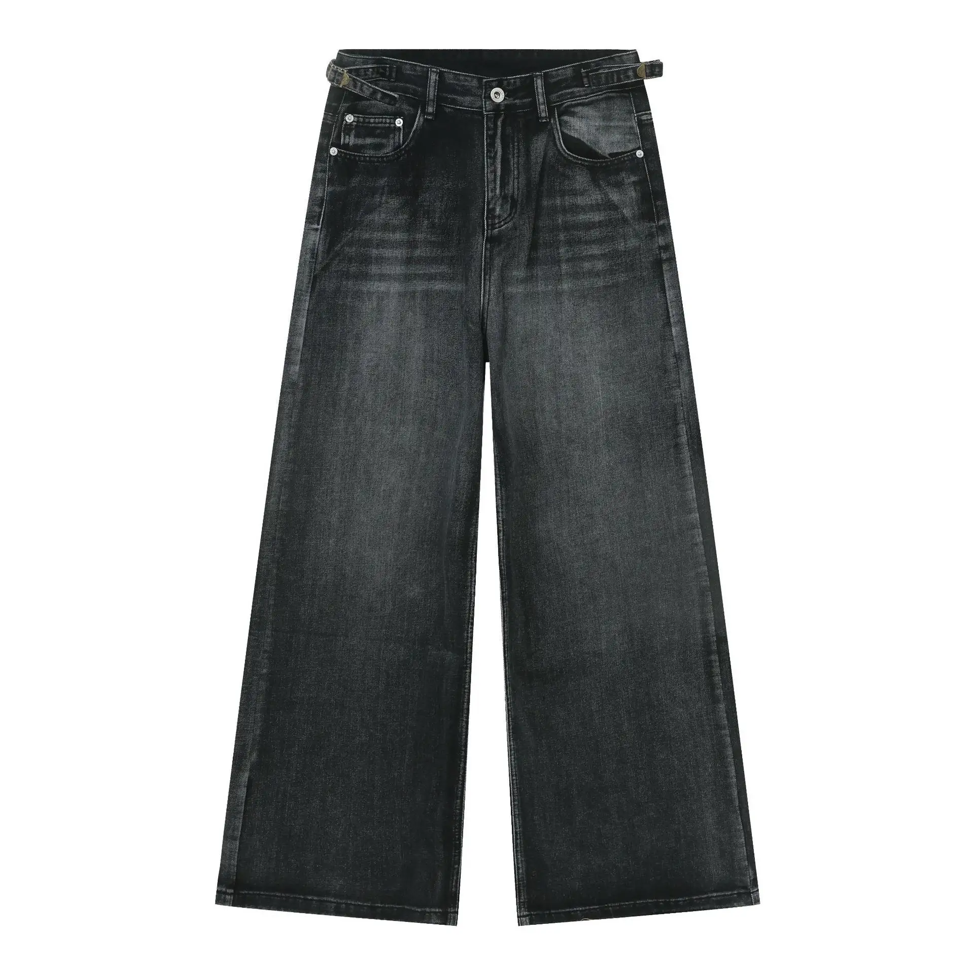 2024 новые американские уличные luffian sense прямые свободные джинсы Черные Серые джинсовые брюки мужские джинсы