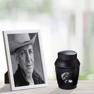Urnas de pesca para cenizas humanas, urnas de cremación para adultos, hombres y mujeres, decorativas para humanos, adultos, urna de tamaño personalizado, negro - Product Image 4