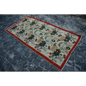 Clásico Beige rojo 3,2X6,1 pies Kilim área grande Alfombra de lana abstracto turco rectángulo pasillo Patchwork diseño 10mm alfombra de látex para habitación - Product Image 3