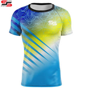 Venta al por mayor Logotipo de color personalizado sublimación completa tela teñida gimnasio MMA compresión entrenamiento Rash Guard - Product Image 3