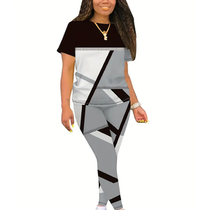 ชุดสองชิ้นลำลองของผู้หญิงใหม่พิมพ์ลายหลากสีฤดูใบไม้ผลิฤดูร้อน - Product Image 3