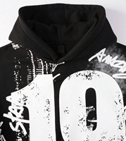 Sweat à capuche tendance pour homme, style streetwear vintage personnalisé, imprimé à la main, surdimensionné, à épaules tombantes, pour un look streetwear décontracté