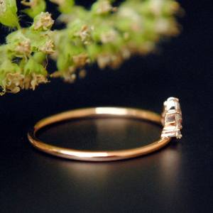 10k Or Lab Grown Marquise Cut Diamant Fiançailles Bague De Mariage Conique Bijoux Incurvés - Product Image 4