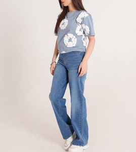 Camisetas de Mujer 100% Algodón, Cuello Redondo, Rayadas, con Logotipo Personalizado Bordado, Transpirables, de Secado Rápido, Manga Corta, Casuales, para Verano y Aire Libre - Product Image 2