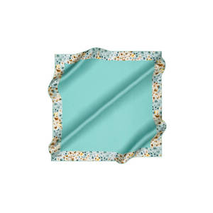 Turquoise Silk Square Scarf with Floral Print - Product Image 1