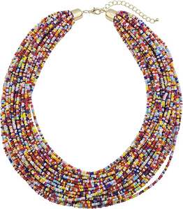 High Quality Seed <b>Beads</b> <b>Necklace</b> for Women Statement Multi Layer <b>Chunky</b> Bib Collar Cluster Gift - Product Image 1
