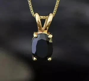 สร้อยคอประดับเพชรสีดำรูปวงรีทำจากทองเหลือง14K จี้ผู้หญิงจำลอง1.00Ct - Product Image 2