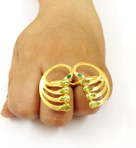 Gemvanity, argent sterling 925 plaqué or, serti de pavés d'émeraude, fournisseur, grossiste, fabrication sur mesure, fait main, anneaux unisexes bon marché - Product Image 6