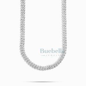 Cadena de eslabones cubanos de dos filas de 8mm, probador de diamantes de plata y moissanita 925, estilo Hiphop, joyería de hielo, collares de cadenas finas - Product Image 4
