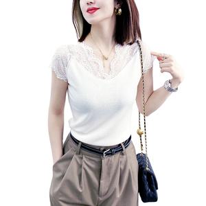 Camiseta de Verano para Mujer, Cuello Redondo, Diseño Sólido, Ecológica, Antiarrugas, Estilo Japonés, Negra, Tallas S-3XL, Tejido Elástico, Manga Corta, Oficina - Product Image 5