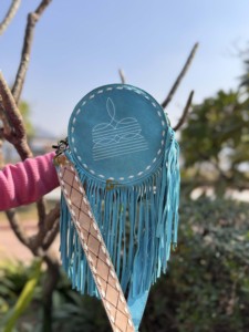 Nouveau sac à main en cuir suédé bohème de créateur pour femmes Style occidental léger avec fermeture éclair turquoise Offre Spéciale Stich Fringe - Product Image 2