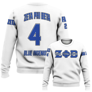 Sweat-shirt à col rond brodé Zeta Phi Beta Sorority 1920 Lettre grecque bleue Pull pour femme - Product Image 6