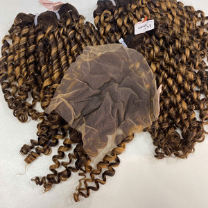 <b>Pixie</b> Curly Piano Color Super Double Drawn Transparent Lace Vietnamese Human Hair - Product Image 4