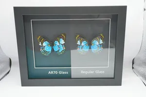 Dekoratif resim çerçeveleri için çift taraflı UV70 anti-yansıtıcı cam müze ekran duvar takı vitrin