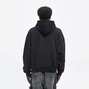 Sweat à capuche zippé Essential-Noir, coupe décontractée avec coton de haute qualité et poches avant fonctionnelles - Product Image 5