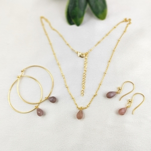 925 Plata Chocolate piedra lunar gota colgante collar hecho a mano chapado en rodio facetado piedra lunar lágrima gota rodio plateado joyería - Product Image 6