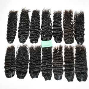 100% gros brut indien pour les femmes noires machine double trame naturel bouclés faisceaux tissage temple cheveux humains - Product Image 5