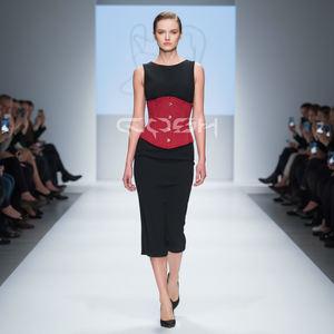 Corset de maintien de la taille en coton bordeaux de qualité supérieure, body shaper avec fermeture à l'avant - Product Image 3