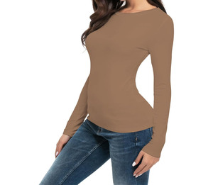 เสื้อแขนยาวคอกลมแขนยาวสำหรับผู้หญิงเสื้อยืดแขนยาว - Product Image 4