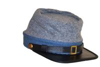 Gorra Kepi de Lana Hecha a Mano, Estilo Bordado, Transpirable, Reproducción Americana, Kepi Gris de Infantería con Ribete Azul