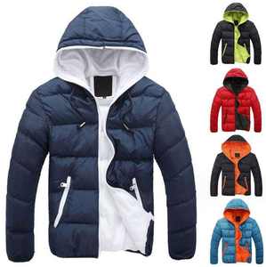 Vêtements d'extérieur coupe-vent chauds avec logo personnalisé, manteaux d'hiver en duvet matelassés à capuche pour hommes, veste rembourrée en coton et bouffante - Product Image 4