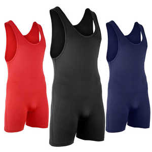 เสื้อกล้ามมวยปล้ำกีฬายิมสำหรับผู้ชายบอดี้สูทตาข่ายใส - Product Image 3