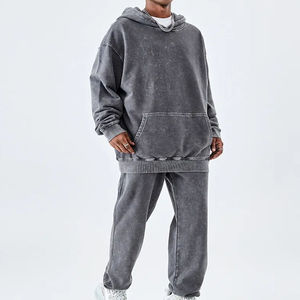 เสื้อฮู้ดแบบสวมหัวสีเปรี้ยวกางเกงวอร์มแบบสตรีทแวร์ผ้าปะติดสีล้วนชุดวอร์มผ้าฝ้าย100% ไซส์ใหญ่พิเศษดีไซน์ใหม่สำหรับฤดูหนาว - Product Image 6