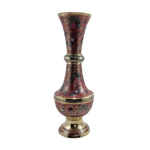 Vase à fleurs en laiton de haute qualité paon gravé multicolore avec finition polonaise pour la décoration de table et la décoration de table - Product Image 2