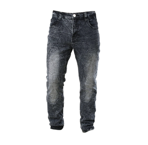 Jean en denim pour homme de qualité supérieure, multi-tons, taille haute, coupe droite, design personnalisé, style streetwear décontracté, effet délavé - Product Image 2