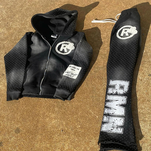 Conjunto de Sudadera con capucha transpirable para hombre, conjunto de dos piezas de punto, proveedor OEM, chándal personalizado, ropa deportiva para correr - Product Image 1