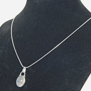 Cadena de serpiente de Plata de Ley 925, patrón geométrico de cuarzo blanco lechoso ovalado, joyería de oro rosa de moda, Diamante de circón principal - Product Image 1