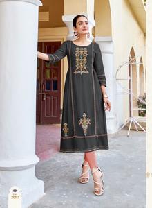 Kurtis de Rayón con Bordado y Trabajo Manual para Mujer al por Mayor - Product Image 4