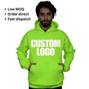 Sweats à capuche surdimensionnés en coton jaune fluo avec logo personnalisé 400 gsm quantité minimale de commande bas prix compétitif RTS prêt à expédier broderie sérigraphie - Product Image 1