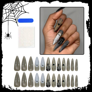 Appuyez sur les <span class=keywords><strong>ongles</strong></span> Gothique Halloween Noir Rouge <span class=keywords><strong>Sorcière</strong></span> Design Long Stiletto <span class=keywords><strong>Ongles</strong></span> Artificiels - Product Image 2