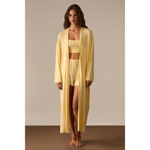 ETHIQUET IBARRA Women's Soft and Stretch Viscose <b>Fabric</b> From Waist Tie Long Kimono - Product Image 4