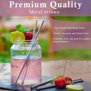 Cocktail Stirrer BPA-Free Custom Logo Stainless Steel Reusable Drinking <b>Straws</b> with Brush Metal <b>Straw</b> Sets Drinkware Accessories - Product Image 2