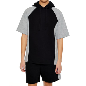 Conjunto de Sudadera con Capucha y Pantalones Cortos de Color Sólido para Hombre, Invierno 2026, 2 Piezas, Casual, Talla Grande, Transpirable, de Secado Rápido, Tejido de Punto, 100% Algodón, OEM - Product Image 1