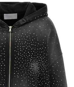 Sudaderas con capucha de cremallera de invierno con lavado ácido personalizado Unisex para lágrimas con diamantes de imitación poliéster/algodón ajuste Regular nueva llegada - Product Image 4
