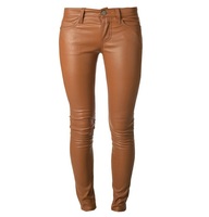 Pantalon en similicuir extensible respirant taille haute pour femme, bouton de legging enduit PU, design personnalisable pour les juniors pour l'hiver