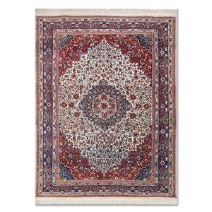 Alfombras de Lana Anudadas a Mano Gulnar Ivory-Skwl-334, Rectangulares con Medallón de 10 mm de Grosor, para Sala de Estar, Dormitorio, Habitaciones Juveniles, Hechas a Mano en Tabriz - Product Image 1