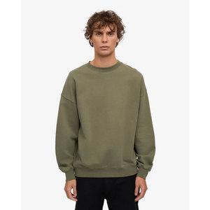 Sweat-shirt à col rond surdimensionné pour homme, coupe classique, en coton tricoté, style décontracté d'automne, couleur unie - Product Image 5