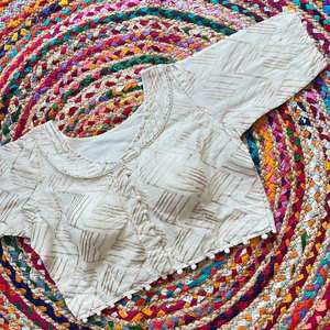 Blusa de seda de satén Camric puro elegante bordado Floral con encaje frontal Vintage trabajo transpirable teñido para uso informal de boda - Product Image 3