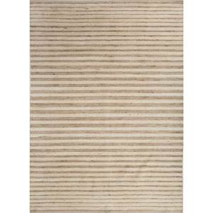 Tapis en laine rayé ivoire Hwl-183, tissé à la main, en viscose, moelleux, pour adolescents, décoration de salon rectangulaire - Product Image 1