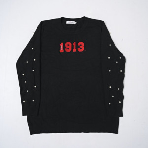 เสื้อสเวตเตอร์ปักลายของผู้หญิง, เสื้อกันหนาวทรงหลวมใส่สบายสีดำไซส์ใหญ่พิเศษสำหรับผู้หญิงน้ำหนักเบาใส่สบาย - Product Image 2